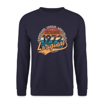 Anniversaire Décembre 1972 L’original 1972 Décembre - Sweat-shirt Unisexe - marine - Devant - Alina (178cm) & Michal (187cm)