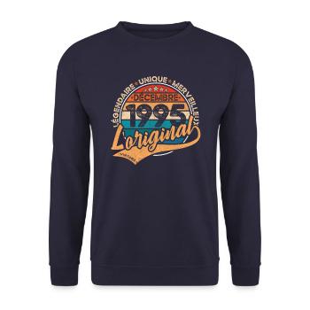 Anniversaire Décembre 1995 L’original 1995 Décembre - Sweat-shirt Unisexe - marine - Devant - Alina (178cm) & Michal (187cm)
