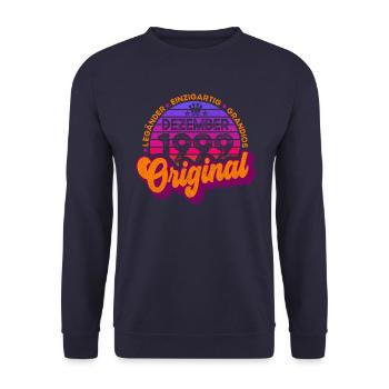 born December 1999 Birthday Retro Design - Unisex Sweatshirt - navy - Front - Alina (178cm) & Michal (187cm)