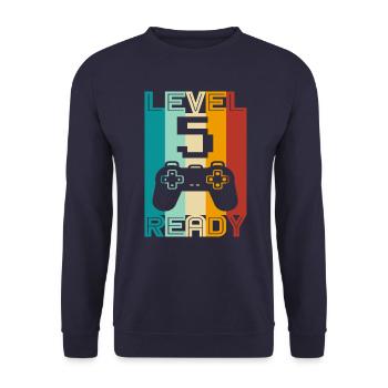 5th Birthday and 5th Anniversary Gaming Design - Unisex Sweatshirt - navy - Front - Alina (178cm) & Michal (187cm)