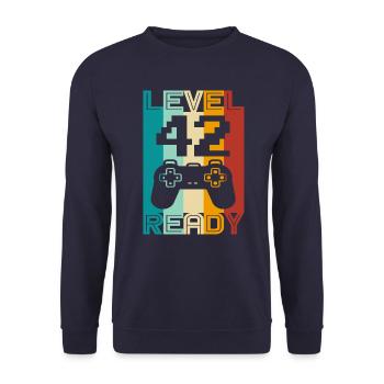 42nd Birthday Gamer Gift Idea Gambler 42 years - Unisex Sweatshirt - navy - Front - Alina (178cm) & Michal (187cm)