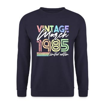 Vintage Mars 1985 Birthday Design pour Femmes - Sweat-shirt Unisexe - marine - Devant - Alina (178cm) & Michal (187cm)