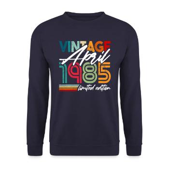 Millésime né avril 1985 Anniversaire avril 1985 - Sweat-shirt Unisexe - marine - Devant - Alina (178cm) & Michal (187cm)