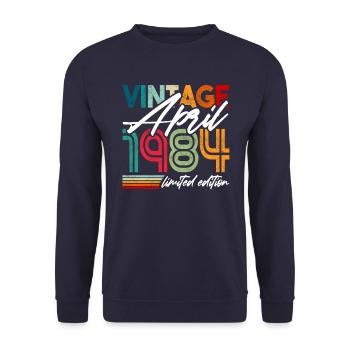 Vintage born April 1984 Birthday April 1984 - Unisex Sweatshirt - navy - Front - Alina (178cm) & Michal (187cm)