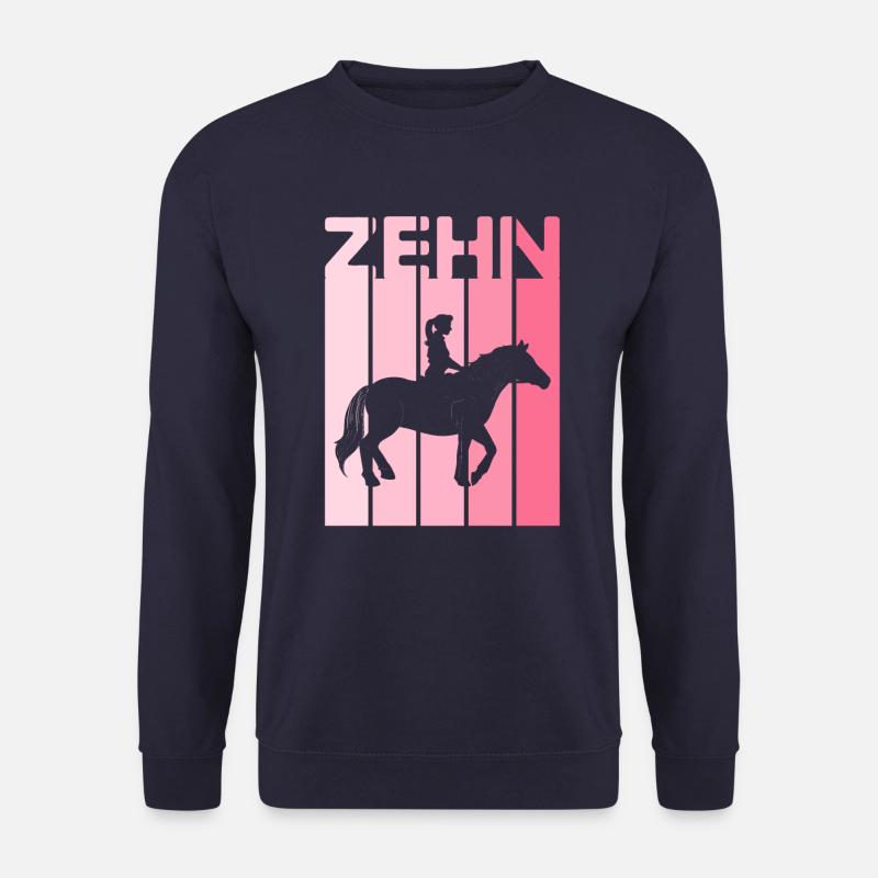 Zehnter Geburtstag Mädchen Reiterin 10 Jahre alt - Unisex Pullover - Navy