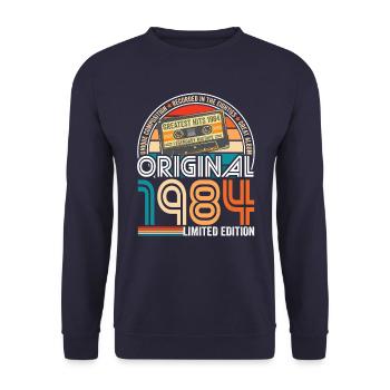 Birthday 1984 Retro Vintage Cassette Tape - Unisex Sweatshirt - navy - Front - Alina (178cm) & Michal (187cm)