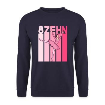 18.Geburtstag Mädchen Pink Ballerina Retro Style - Unisex Pullover - Navy - Vorne - Alina (178cm) & Michal (187cm)