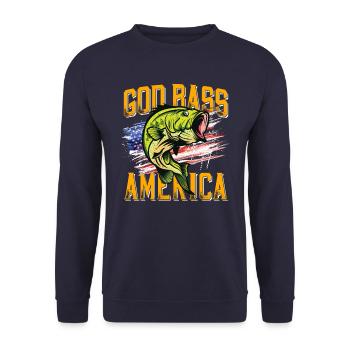 Angler Fischer Design USA Flagge Barsch fischen - Unisex Pullover - Navy - Vorne - Alina (178cm) & Michal (187cm)