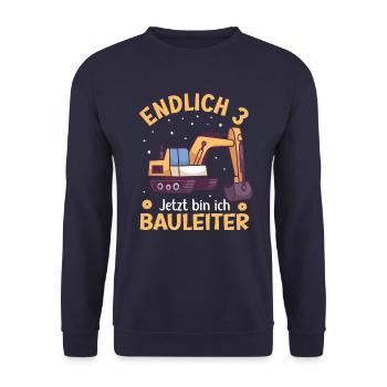 3. Geburtstag Junge Bagger Design Endlich 3 - Unisex Pullover - Navy - Vorne - Alina (178cm) & Michal (187cm)