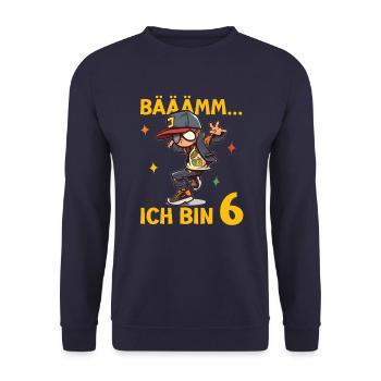6.Geburtstag Jungen - Geburtstagsgeschenk 6 Jahre - Unisex Pullover - Navy - Vorne - Alina (178cm) & Michal (187cm)