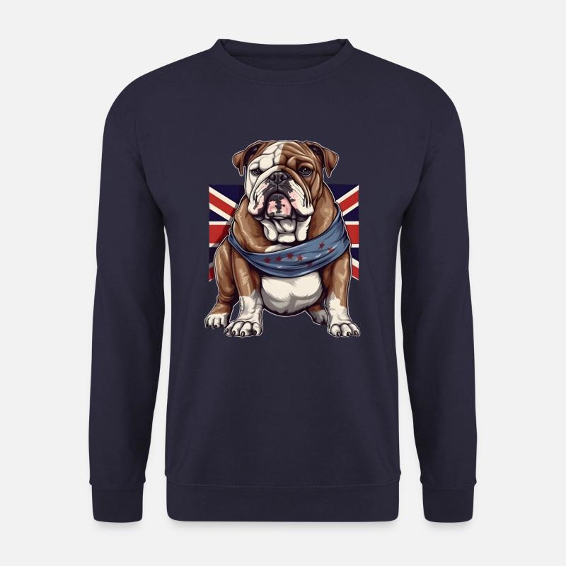 British Bulldog and Union Jack Flage Design - Unisex Sweatshirt - navy