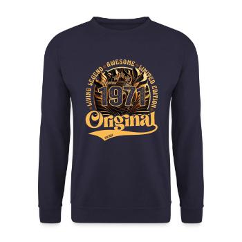 born in 1971 birthday retro vintage 1971 - Unisex Sweatshirt - navy - Front - Alina (178cm) & Michal (187cm)