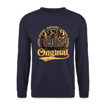 born in 1982 birthday retro vintage 1982 - Unisex Sweatshirt - navy - Front - Alina (178cm) & Michal (187cm)