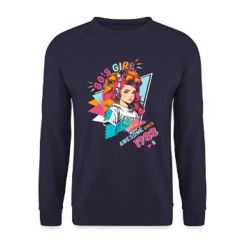 80s Born 1988 Birthday Design Women - Unisex Sweatshirt - navy - Front - Alina (178cm) & Michal (187cm)