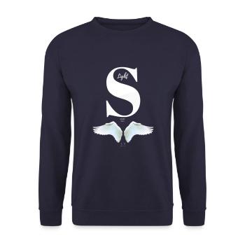 LightStaff Logo S - white - Unisex Pullover - Navy - Vorne - Alina (178cm) & Michal (187cm)