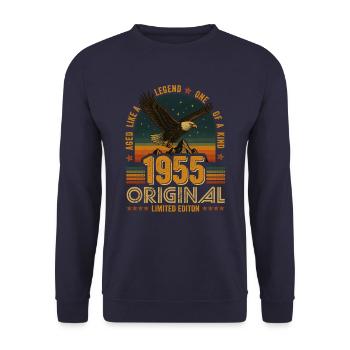 Jahrgang 1955 70.Geburtstag Original 1955 Vintage - Unisex Pullover - Navy - Vorne - Alina (178cm) & Michal (187cm)