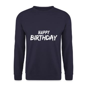 Happy Birthday - Unisex Pullover - Navy - Vorne - Alina (178cm) & Michal (187cm)