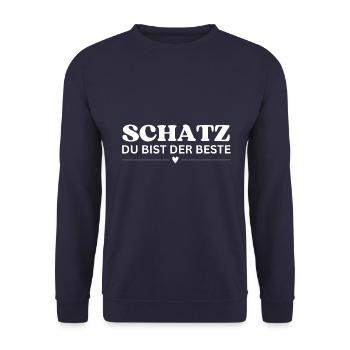 Schatz du bist der Beste - Unisex Pullover - Navy - Vorne - Alina (178cm) & Michal (187cm)