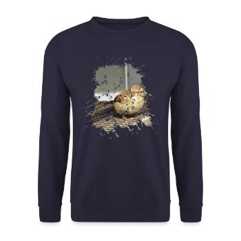 Cheeky as a sparrow it is popularly called - Unisex Sweatshirt - navy - Front - Alina (178cm) & Michal (187cm)
