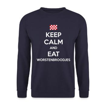 AVM - HALTEN SIE RUHE - WURSTBROTE W. - Unisex Pullover - Navy - Vorne - Alina (178cm) & Michal (187cm)