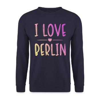 I Love Berlin - Unisex Sweatshirt - navy - Front - Alina (178cm) & Michal (187cm)