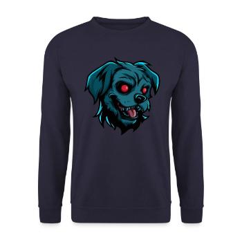 Hund Halloween Comic Zombie - Unisex Pullover - Navy - Vorne - Alina (178cm) & Michal (187cm)