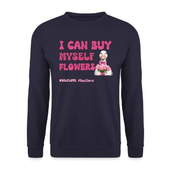 Valentinstag Selbstliebe Ente - Unisex Pullover - Navy - Vorne - Alina (178cm) & Michal (187cm)