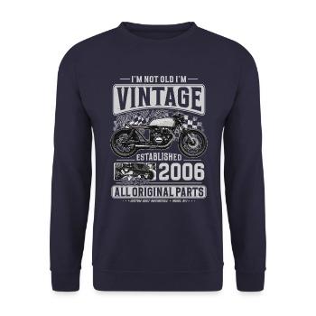 2006 Vintage Birthday Cafe Racer Motorcycle - Unisex Sweatshirt - navy - Front - Alina (178cm) & Michal (187cm)