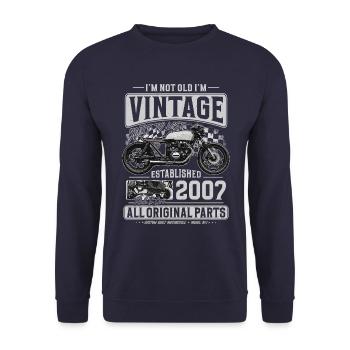 2007 Vintage Birthday Cafe Racer Motorcycle - Unisex Sweatshirt - navy - Front - Alina (178cm) & Michal (187cm)