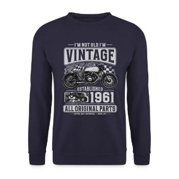 1961 Vintage Anniversaire Cafe Racer Moto - Sweat-shirt Unisexe - marine - Devant - Alina (178cm) & Michal (187cm)