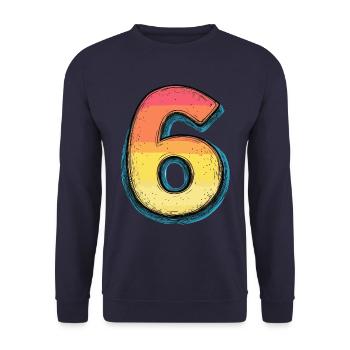 6 Zahl Bunt - Unisex Pullover - Navy - Vorne - Alina (178cm) & Michal (187cm)
