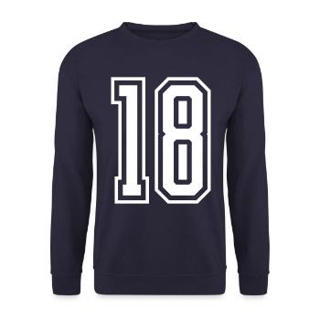 18 Number number - Unisex Sweatshirt - navy - Front - Alina (178cm) & Michal (187cm)
