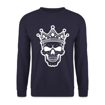 King Skeleton - Unisex Sweatshirt - navy - Front - Alina (178cm) & Michal (187cm)