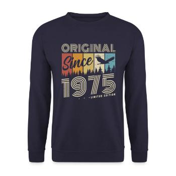 Original Since 1975 Cadeau d’anniversaire vintage - Sweat-shirt Unisexe - marine - Devant - Alina (178cm) & Michal (187cm)