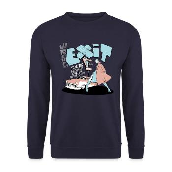 Wrong Exit - Gaslighting Hotel - Unisex Sweatshirt - navy - Front - Alina (178cm) & Michal (187cm)