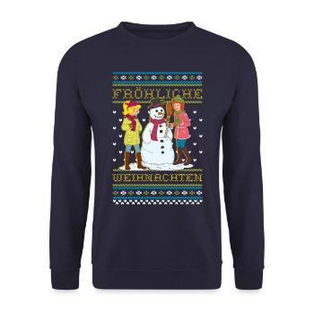 Bibi und Tina Zauberhafte Weihnachten Ugly Xmas - Unisex Pullover - Navy - Vorne - Alina (178cm) & Michal (187cm)