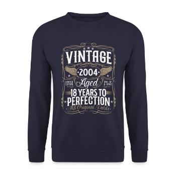 Vintage 2004 Vintage 18 Birthday Retro Gift - Unisex Sweatshirt - navy - Front - Alina (178cm) & Michal (187cm)
