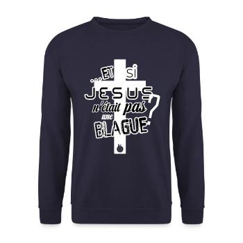 Logo Blanc Noir - Sweat-shirt Unisexe - marine - Devant - Alina (178cm) & Michal (187cm)