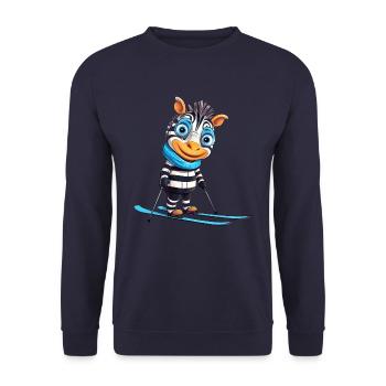 Zebra Ski Adventure - Elegance on the slopes. - Unisex Sweatshirt - navy - Front - Alina (178cm) & Michal (187cm)