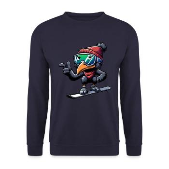 Emu Snowboarder Winter Adventure - Unisex Sweatshirt - navy - Front - Alina (178cm) & Michal (187cm)