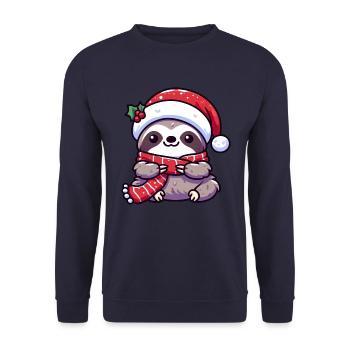 Süßes Faultier Chibi Weihnachten Mops Cartoon - Unisex Pullover - Navy - Vorne - Alina (178cm) & Michal (187cm)