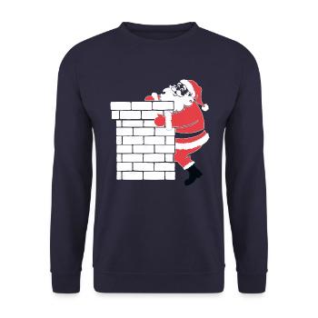 Weihnachtsmann Silhouette Minimalistischer Stil - Unisex Pullover - Navy - Vorne - Alina (178cm) & Michal (187cm)