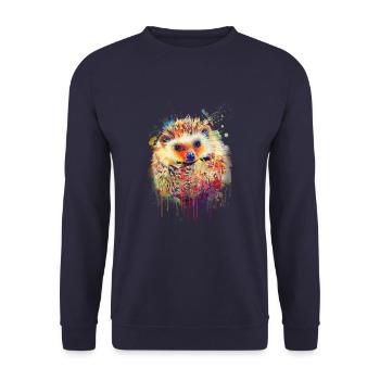 Hedgehog hand-drawn - Unisex Sweatshirt - navy - Front - Alina (178cm) & Michal (187cm)