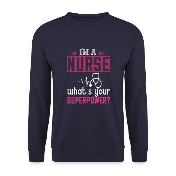 Krankenschwester ich bin Krankenschwester und - Unisex Pullover - Navy - Vorne - Alina (178cm) & Michal (187cm)