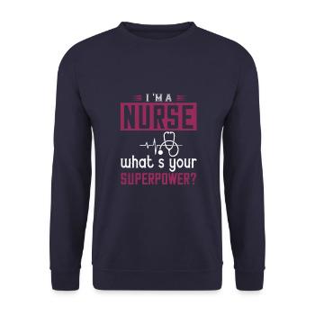 Krankenschwester ich bin eine Krankenschwester was - Unisex Pullover - Navy - Vorne - Alina (178cm) & Michal (187cm)