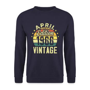 Millésime Avril 1966 - Cadeau Anniversaire 1966 - Sweat-shirt Unisexe - marine - Devant - Alina (178cm) & Michal (187cm)