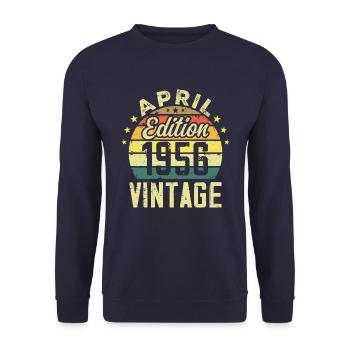 Millésime Avril 1956 - Cadeau Anniversaire 1956 - Sweat-shirt Unisexe - marine - Devant - Alina (178cm) & Michal (187cm)