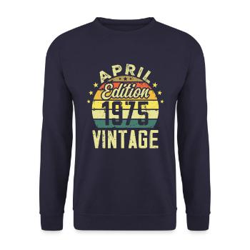 Millésime Avril 1975 - Cadeau Anniversaire 1975 - Sweat-shirt Unisexe - marine - Devant - Alina (178cm) & Michal (187cm)