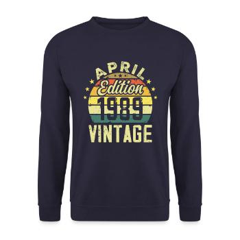 Millésime Avril 1989 - Cadeau Anniversaire 1989 - Sweat-shirt Unisexe - marine - Devant - Alina (178cm) & Michal (187cm)