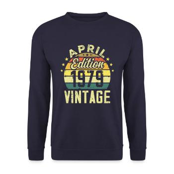 Millésime Avril 1979 - Cadeau Anniversaire 1979 - Sweat-shirt Unisexe - marine - Devant - Alina (178cm) & Michal (187cm)